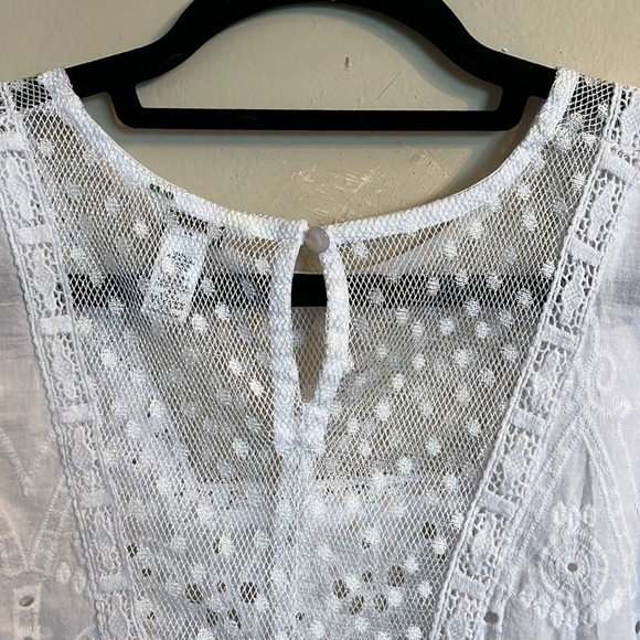 Est. 1946 Eyelet Pullover Top Lace Cape Sleeve White Round Neck XL - Picture 7 of 10